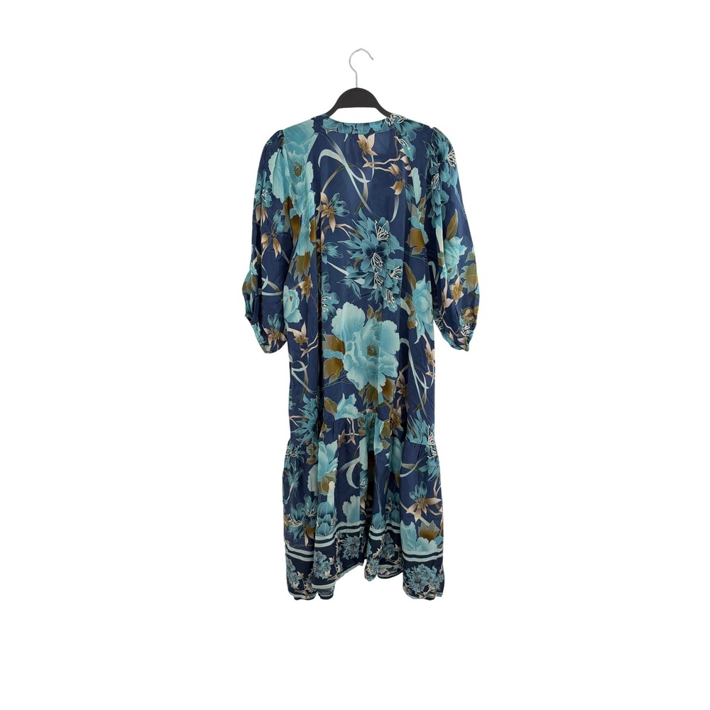Johnny Was Yoka Dress Peonee Floral Blue Tiered Maxi Resort Vacation Boho L - Picture 3 of 8